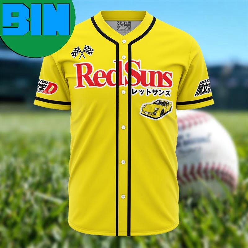 Red Suns Initial D Anime Baseball Jersey - Binteez
