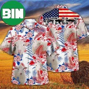 Sheep Lovers United States Flag Tropical Summer Hawaiian Shirt