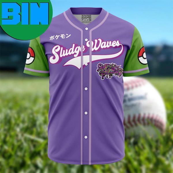 Sludge Waves Poison Type Pokemon Anime Baseball Jersey