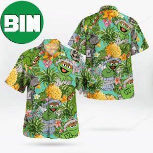 The Muppet Oscar The Grouch Pineapple Tropical Summer Hawaiian Shirt