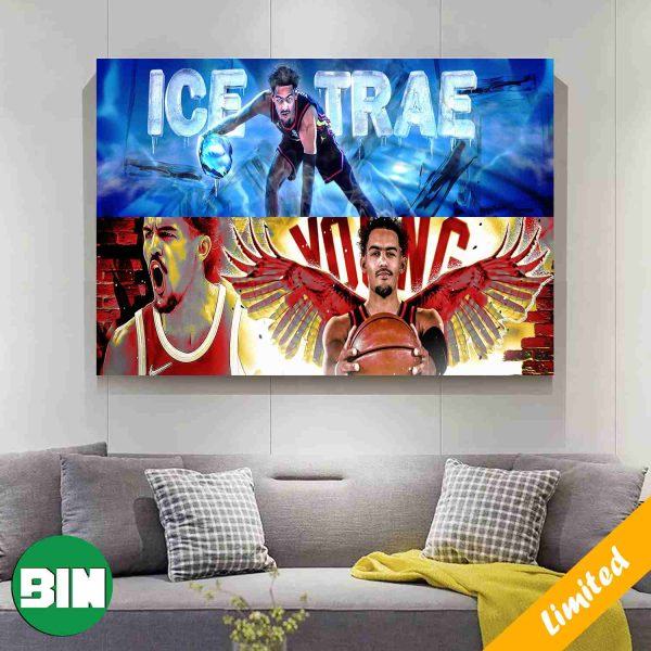 Trae Young Atlanta Hawks NBA Ice And Fire NBA2K Fan Art Home Decor Poster-Canvas