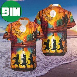 Walking Cat 3D Halloween Summer Hawaiian Shirt
