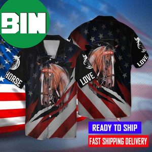 4th Of July Independence Day Love Horse American Flag Hawaiian Shirt