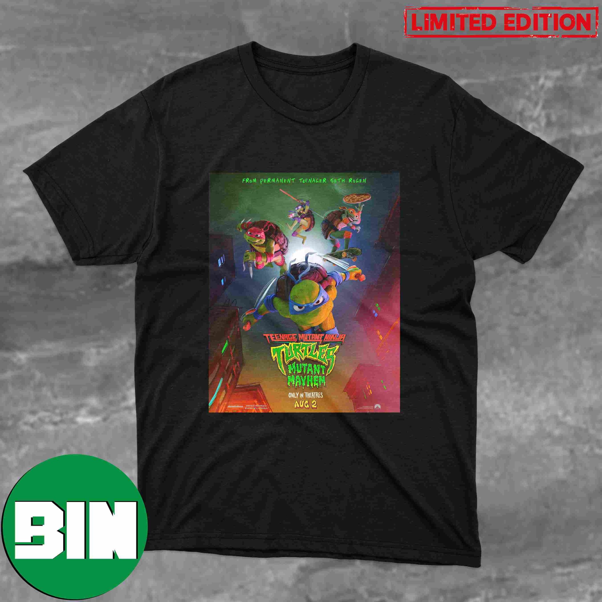 Another New Poster For Teenage Mutant Ninja Turtles Mutant Mayhem 2023 Movie T-Shirt