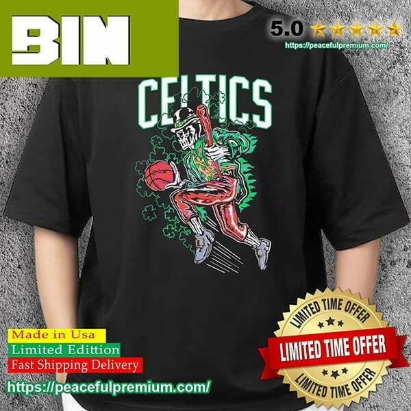 Celtics Clover Skeleton Basketball Boston Celtics Basketball 2023 NBA Playoff Fashion T-Shirt