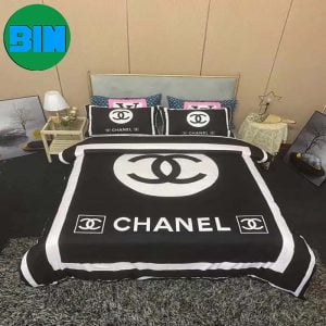Chanel Black And White Logo Luxury Fashion Brand Bedding Set