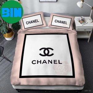 Chanel Flower Logo Pink Background Luxury Brand Bedding Set