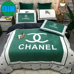 Chanel Green Logo Luxury Fashion Brand Bedding Set