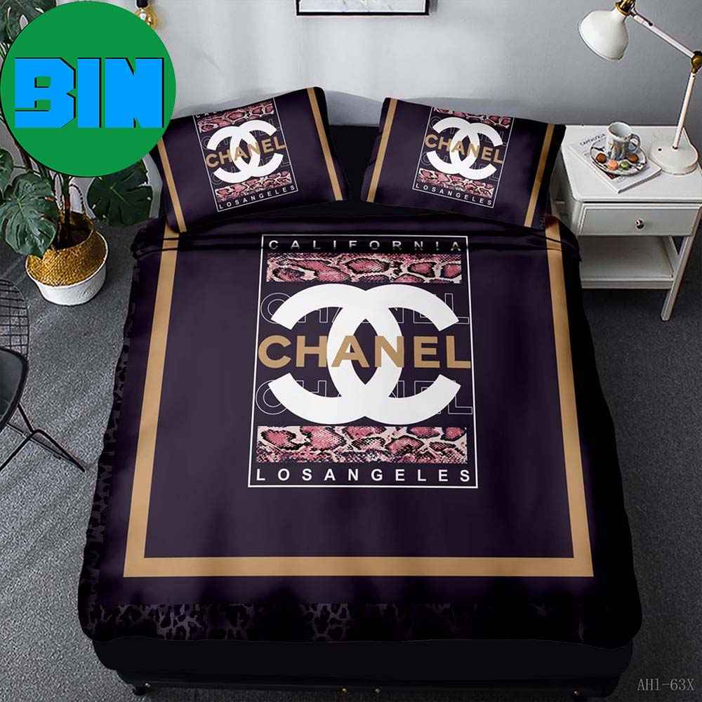 Chanel Los Angeles Snake and Leopard Skin Pattern Luxury Brand Bedding Set