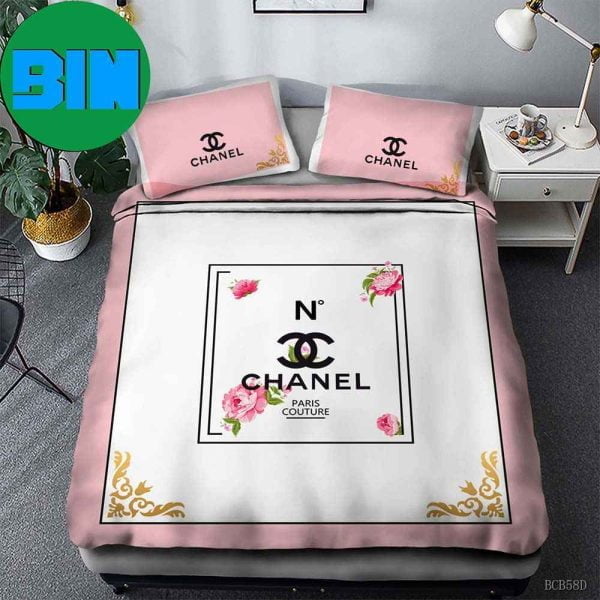 Chanel Paris Couture Peach Powder Luxury Brand Bedding Set