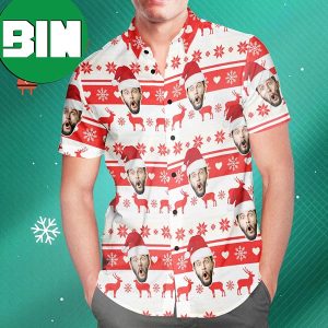 Custom Face Classic Christmas Moose All Over Print Christmas Gifts Summer 2023 Hawaiian Shirt