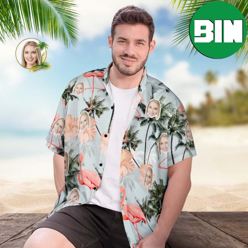 Custom Face Hawaiian Shirt All Over Print Beach Summer 2023 Flamingos ...