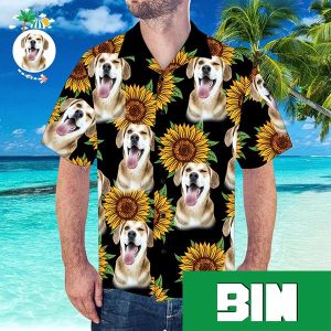 Custom Hawaiian Shirt With Husband Face Sunflower And Leaves For Beach 2023 Party Hawaiian Shirt