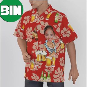 Funny Beer With Girl Summer 2023 Custom Face Beer Hawaiian Shirt
