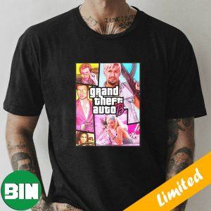Funny Poster Barbie Movie 2023 Collab with Grand Theft Auto Boss Logic Poster Funny GTA Fan Gifts T-Shirt