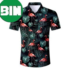 Green Palm Leaf Flamingo Funny Tropical Hawaiian Shirt