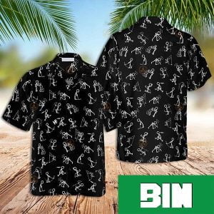 Hawaiian Shirt Stickfigures Playing Golf On Black Background Summer 2023 Hawaiian Shirt