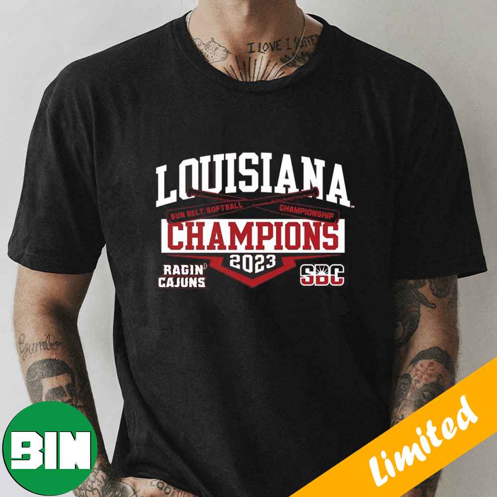 Louisiana Ragin Cajuns 2023 NCAA Sunbelt Softball Conference Tournament Champions Fan Gifts T-Shirt
