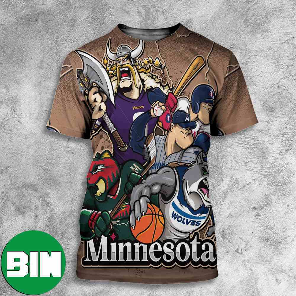 Minnesota Timberwolves x Minnesota Wild x Minnesota Vikings x Minnesota Twins Minnesota Sports Team All Over Print Shirt