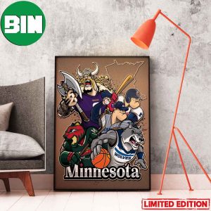 Minnesota Timberwolves x Minnesota Wild x Minnesota Vikings x Minnesota Twins Minnesota Sports Team Poster-Canvas