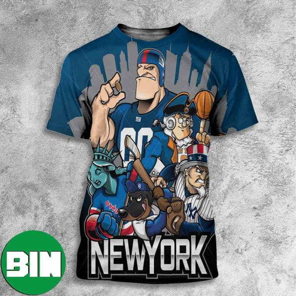 New York Mets x New York Knicks x New York Jets x New York Rangers x New York Yankees New York Sports Team All Over Print Shirt