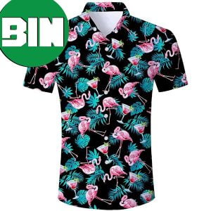 Pink Flamingo Funny With Palm Leaf Summer Hawaiian Shirt