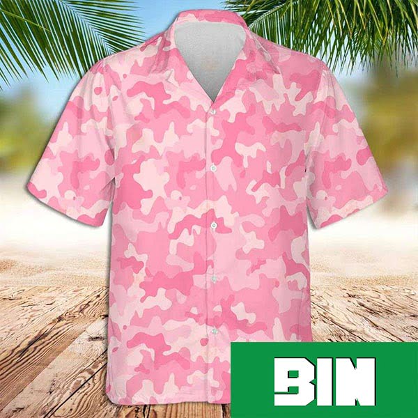 Pink Hawaiian Shirt Camo Pink Textured Military Summer 2023 Hawaiian Shirt