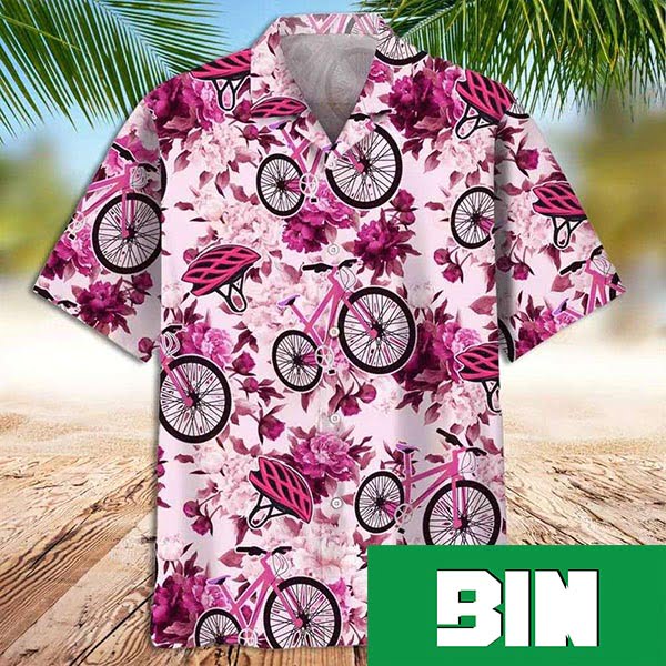 Pink Hawaiian Shirt Cycling Pink Flower Summer 2023 Hawaiian Shirt
