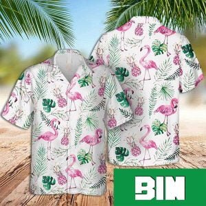 Pink Hawaiian Shirt Flamingo And Pink Pineapple White Summer 2023 Hawaiian Shirt