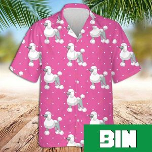 Pink Hawaiian Shirt Standart White Poodle On Dot Summer 2023 Hawaiian Shirt