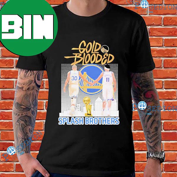 Stephen Curry And Klay Thompson Splash Brothers Gold Blooded Golden Signatures Fan Gifts T-Shirt