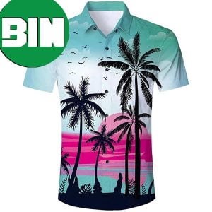 Sunset Palm Tree Funny Tropical Hawaiian Shirt