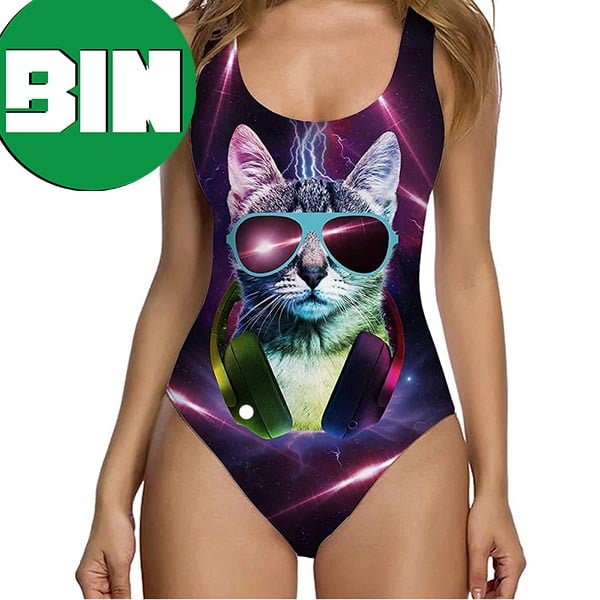 Thunder Music Cat Funny Summer Swimsuit-Bikini