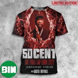 50 Cent The Final Lap Tour 2023 With Busta Rhymes Poster 3D T-Shirt