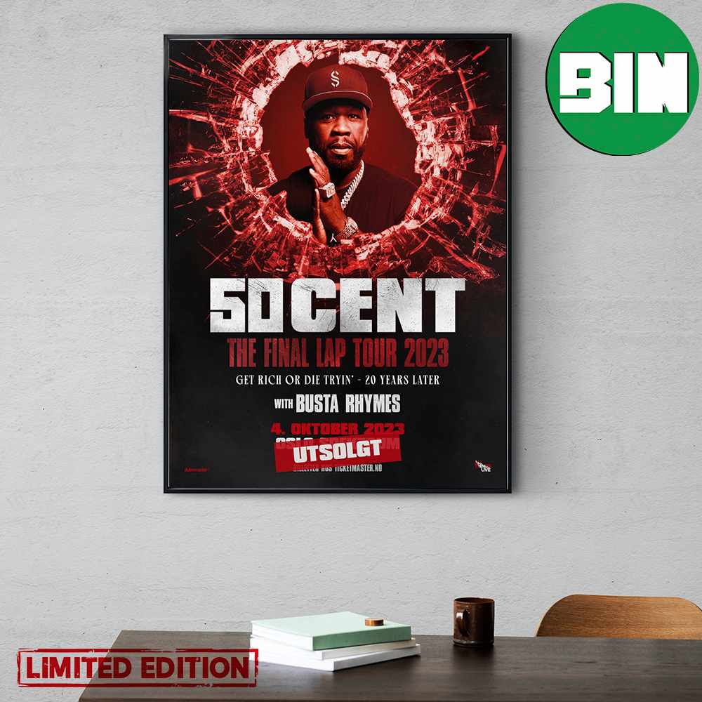 50 Cent The Final Lap Tour 2023 With Busta Rhymes Poster Canvas - Binteez