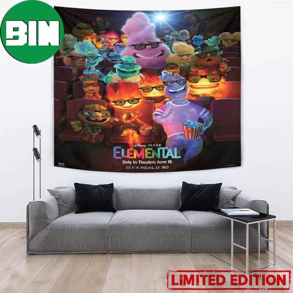 A Film With All Elements Of Fun Elemental Movie 2023 Poster Home Decor Tapestry