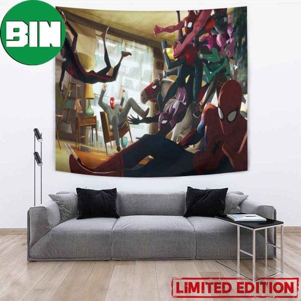 All Spider-Man Across The Spider-Verse Funny Poster Movie Home Decor Tapestry