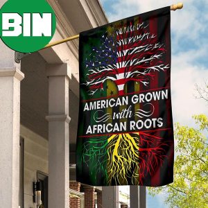 American Grown With African Roots Flag Patriot Black African Pride Gift For Wall Holiday Decor 2 Sides Garden House Flag
