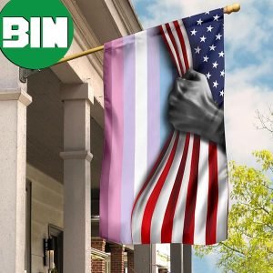 Bigender Inside American Flag Pride Lgbt Flag Outdoor Decor 2 Sides Garden House Flag