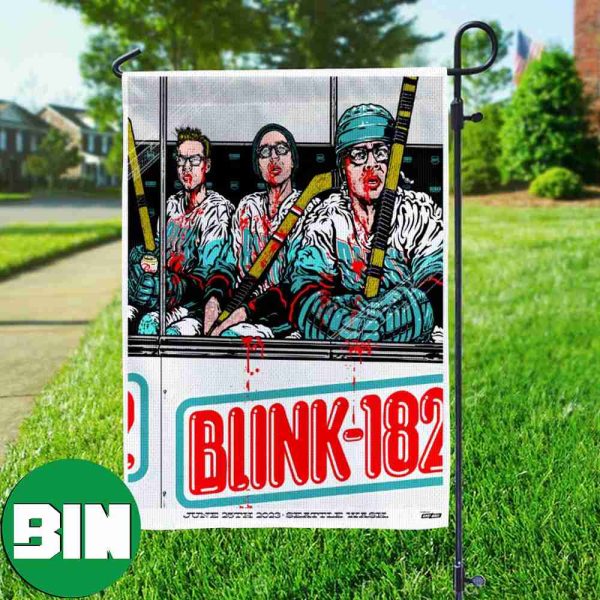 Blink-182 Seattle Event Poster x Seattle Kraken June 25 2023 Garden House Flag