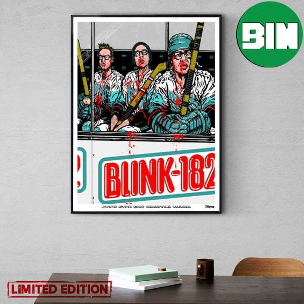 Blink-182 Seattle Event Poster x Seattle Kraken June 25 2023 Home Decor Poster Canvas