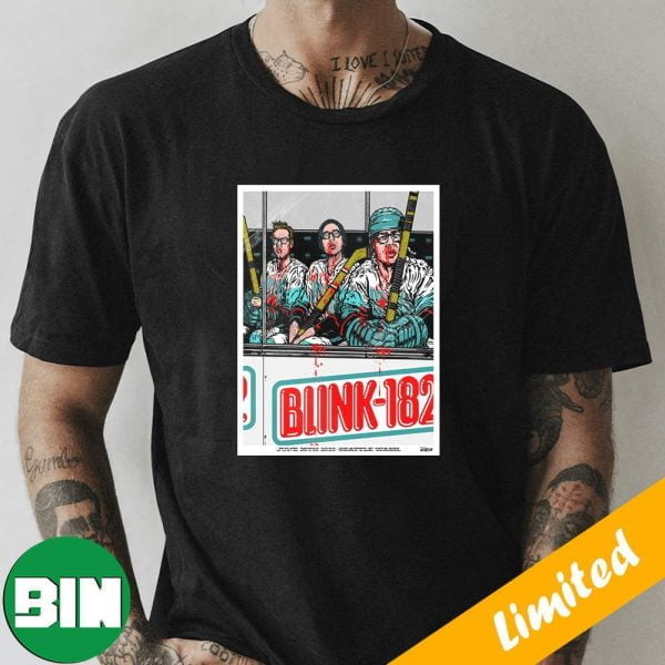 Blink-182 Seattle Event Poster x Seattle Kraken June 25 2023 T-Shirt