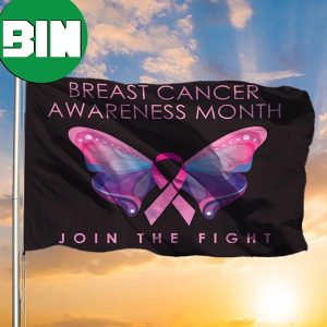Butterfly Breast Cancer Awareness Month Join The Fight Flag Wall Art Decor Family Gifts 2 Sides Garden House Flag