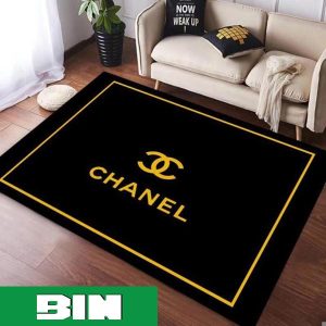 Chanel Black Luxury Area Rug For Living Room Hot 2023 Home Decor Rug Carpet