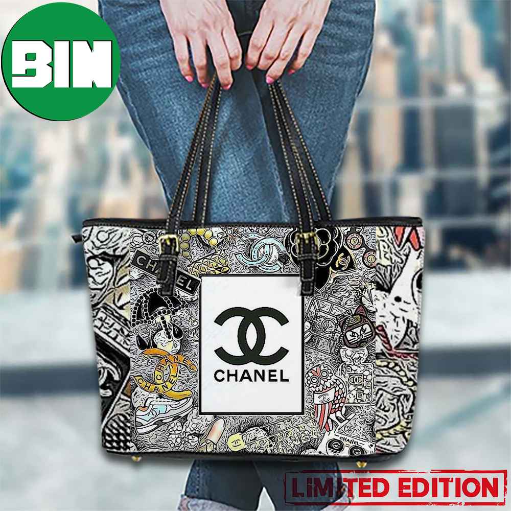 Chanel Logo with Glamorous Jewelry and Accessories Leather Tote