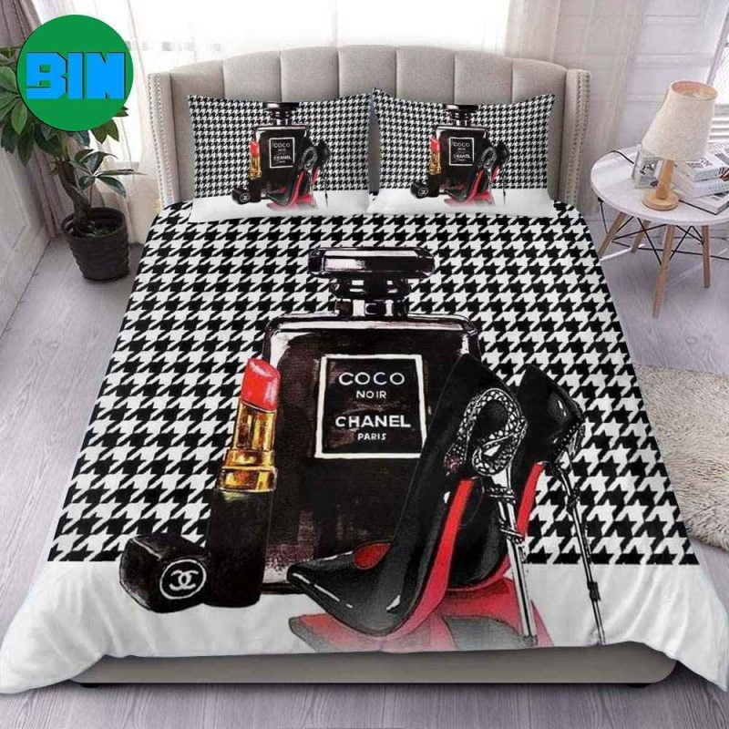 Coco Noir Chanel Paris Textile Pattern Luxury Logo Art Painting Bedding