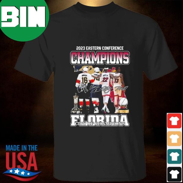 Eastern Conference Champions Florida City Of Champions Signatures Fan Gifts T-Shirt