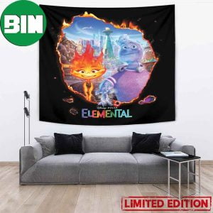 Elemental Movie By Disney And Pixar New Poster Home Decor Tapestry