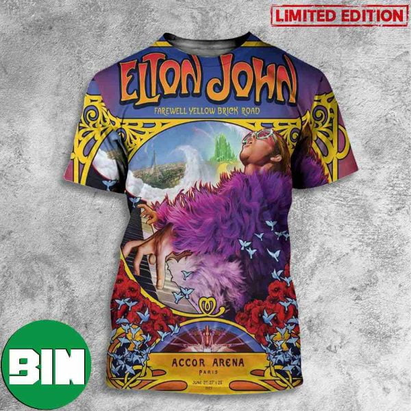 Elton John Farewell Yellow Brick Road Accor Arena Paris June 21 27 28 2023 All Over Print T-Shirt