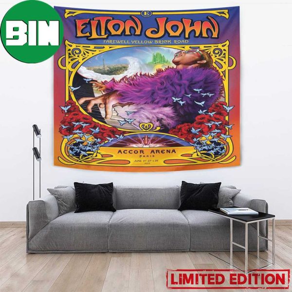 Elton John Farewell Yellow Brick Road Accor Arena Paris June 21 27 28 2023 Home Decor Poster Tapestry